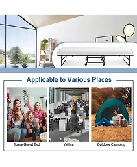 Heavy Duty Foldable Bed Metal Guest Bed Daybed with 4 inch Mattress Memory Foam
