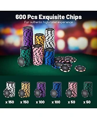 600-Piece Poker Chip Set with 14 Gram Claytec Chips and Carrying Case Premium Poker Set for Home Games