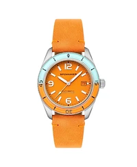Spinnaker Men's Fleuss Automatic Orange Leather Strap Watch, 43mm