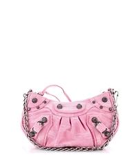 Pre-Owned Balenciaga Mini Le Cagole Giant Studs Shoulder Bag Bb Monogram Denim