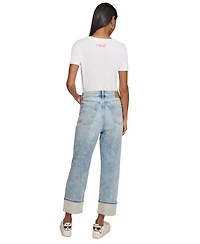 Karl Lagerfeld Paris Women's High-Rise Crystal-Cuff Jeans