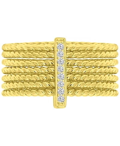 Cubic Zirconia Multilayer Textured Statement Ring 14k Gold-Plated Sterling Silver