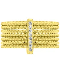 Cubic Zirconia Multilayer Textured Statement Ring 14k Gold-Plated Sterling Silver