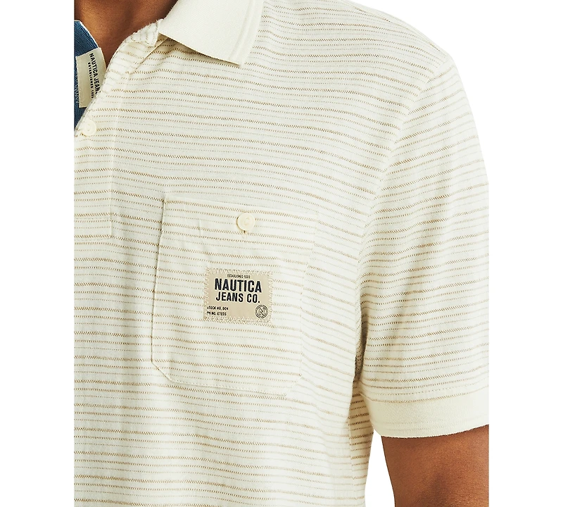 Nautica Men's Short Sleeve Textured Striped Polo Shirt