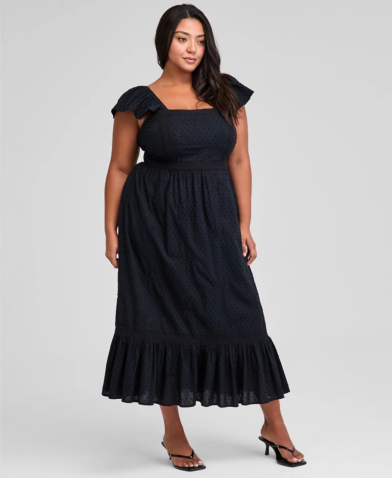 And Now This Trendy Plus Smocked Cotton Maxi Dress, Exclusively at Macy's