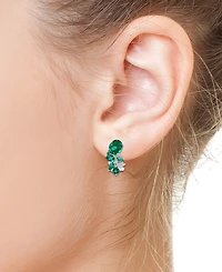 Effy Lab Grown Emerald (8 ct. t.w.) & Lab Grown Diamond (1/4 ct. t.w.) Mixed-Cut Statement Earrings in 14k White Gold