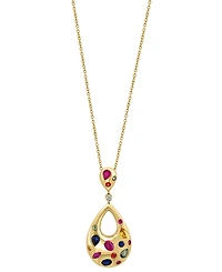 Effy Collection Diamond Accent & Multi Sapphire (1-5/8 ct. t.w.) Pendant Necklace in 14k Gold Over Silver, 17" + 1" extender