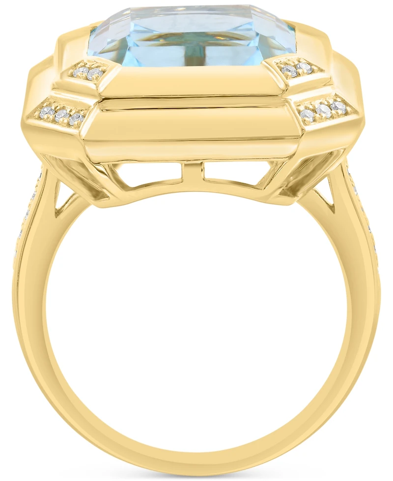 Effy Sky Blue Topaz (12-1/2 ct. tw.) & Diamond (1/8 ct. t.w.) Ring in 14k Gold-Plated Sterling Silver