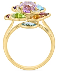 Effy Multi-Gemstone (6-5/8 ct. tw.) & Diamond (1/20 ct. t.w.) Cluster Ring in 14k Gold