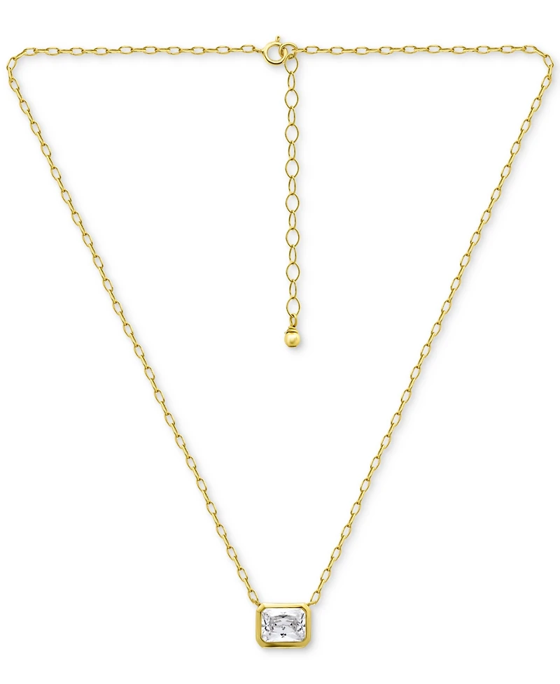 Giani Bernini Cubic Zirconia Bezel Set Solitaire Pendant Necklace, 16" + 2" extender, Exclusively at Macy's