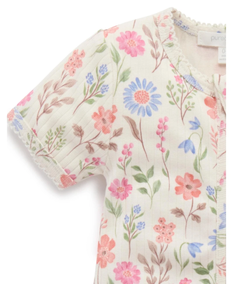 Purebaby Baby Girls Rib Zip Coverall