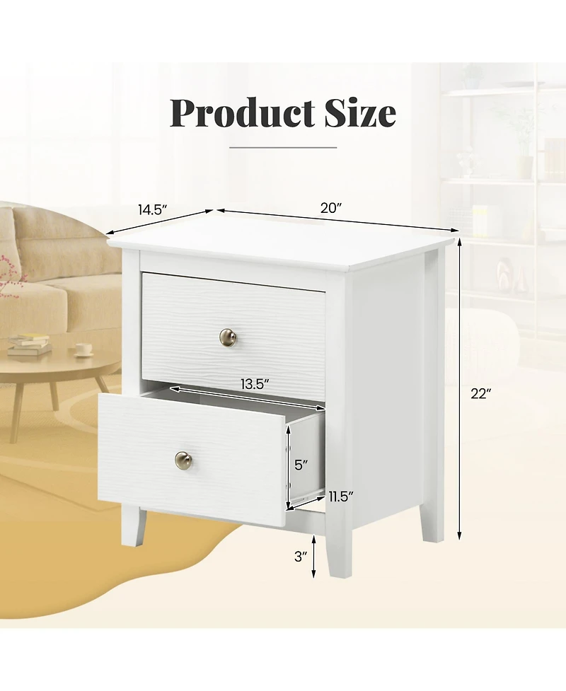 Modern Nightstand with 2 Drawers Compact Design for Small Bedrooms