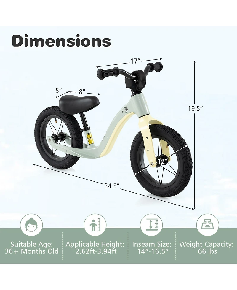 Balance Bike with Adjustable Seat and Rotatable Handlebar Perfect for Toddlers Learning to Ride
