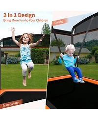 Outdoor Trampoline with Swing and Enclosure Net for Kids Jumping and Entertainment