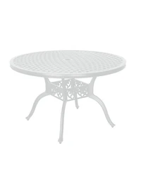 47 Inches Outdoor Dining Table Cast Aluminium Round Table Patio Dining Table with Umbrella Hole All Weather Outdoor Bistro Table for Backyard Garden P