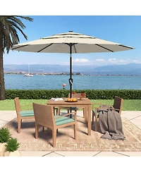 11 Ft Patio Umbrella with Solar Led lights Outdoor Umbrella with Tilt Outdoor Large Table Market Umbrella for Poolside Deck Garden Backyard