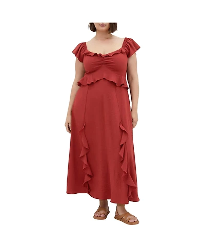 City Chic Plus Fee Frill Maxi Dress