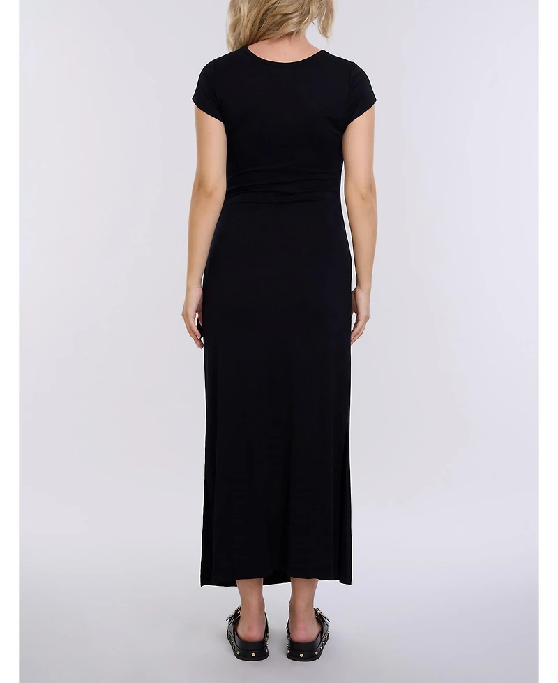 Motherhood Maternity Crew Neck Short Sleeve Side Tie Midi Dress