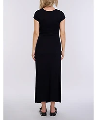 Motherhood Maternity Crew Neck Short Sleeve Side Tie Midi Dress