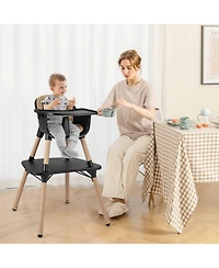 Slickblue Kids 4-in-1 Convertible Table Chair Set with Pu Cushion