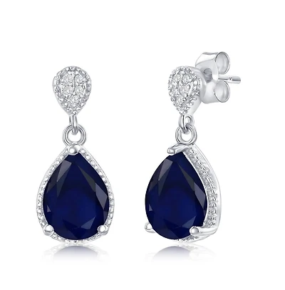 Sterling Silver, Gemstone Pearshaped Drop Earrings