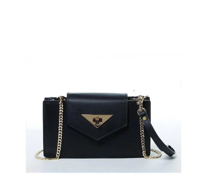 Susu Mini Crossbody Bag Black Leather Purse Wristlet Women's Handbag