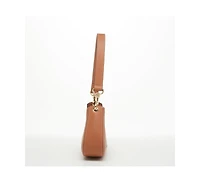 Susu Leather Baguette Bag Brown Purse 90s Small Shoulder Bag East West Y2K Underarm Bag Trendy Handbag for Everyday & Evening