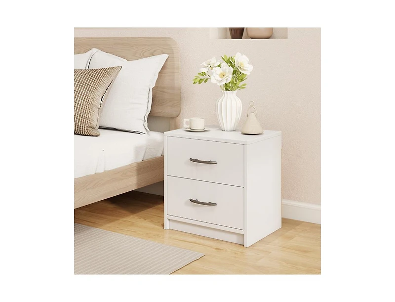 2-Drawer Nightstand with Storage for Bedroom or Living Room, Compact Side Table