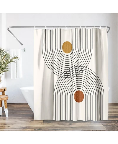 71x74 Boho Geometric Shower Curtain - 100% Polyester - Water-Resistant Bath Curtain