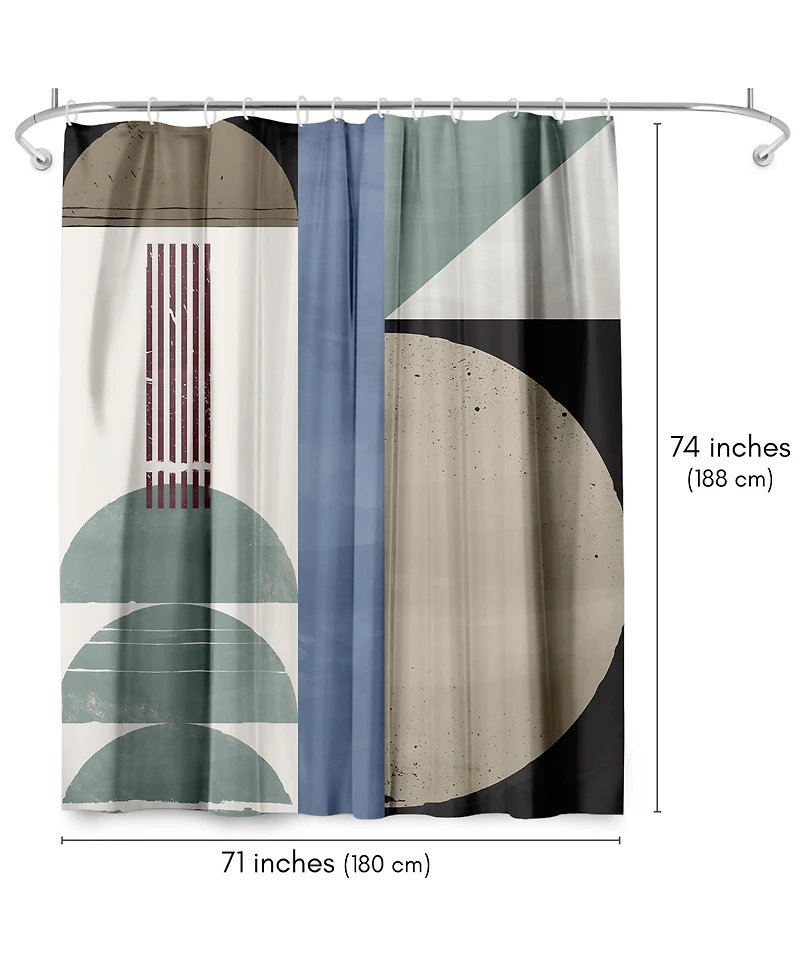 71x74 Modern Abstract Shower Curtain - 100% Polyester - Water-Resistant Bath Curtain