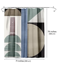 71x74 Modern Abstract Shower Curtain - 100% Polyester - Water-Resistant Bath Curtain