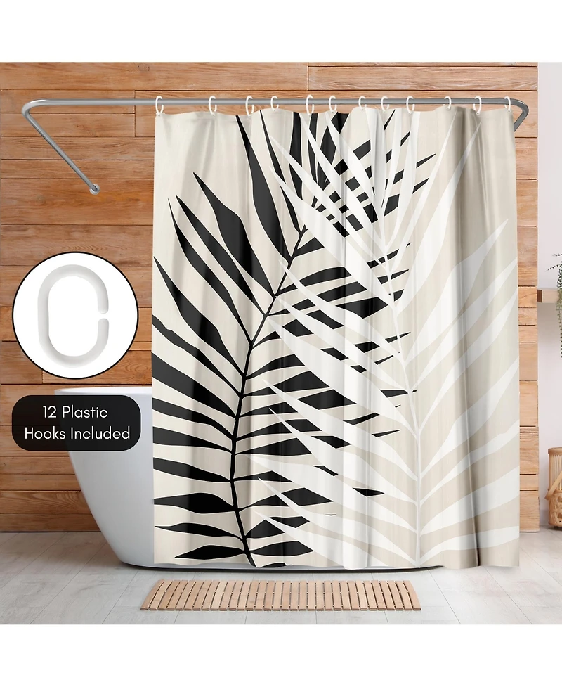 71x74 Abstract Leaf Shower Curtain - 100% Polyester - Water-Resistant Bath Curtain