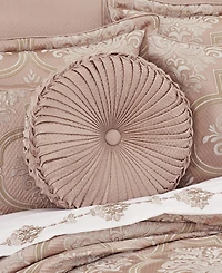 J Queen New York Rosewater Tufted Decorative Pillow, 15" Round