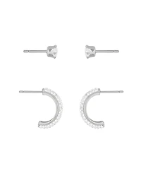 And Now This Clear Crystal Hoop and Cubic Zirconia Stud Earrings Set