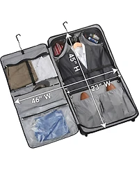WallyBags 45" Premium Rolling Garment Bag with Multiple Pockets