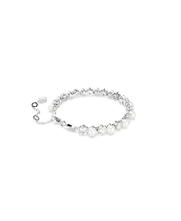 Swarovski Crystal Cultivated Pearl Round Cut Tennis Bracelet