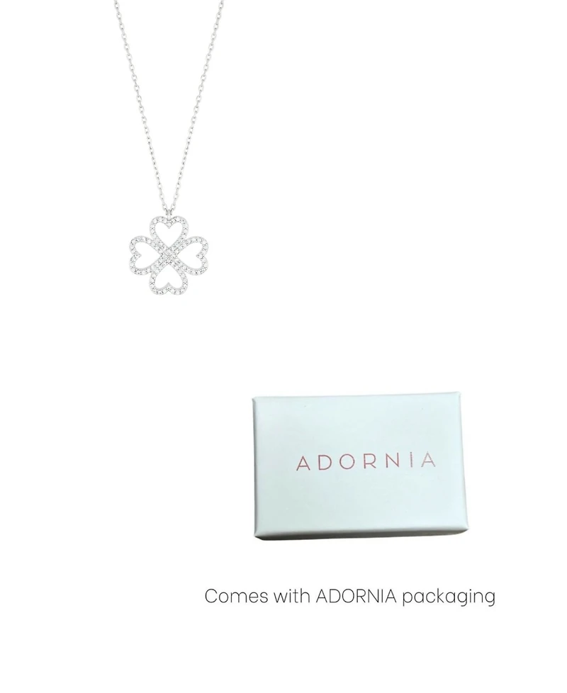 Adornia Adjustable Cubic Zirconia Heart-Shaped Pave Clover Necklace