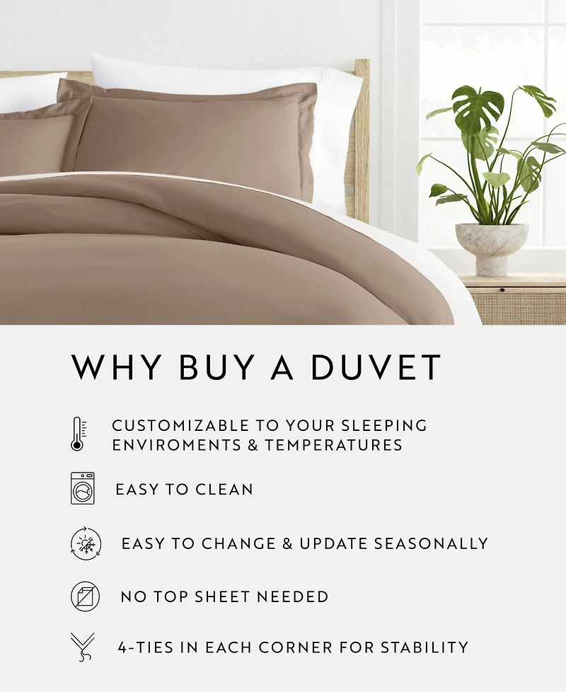 ienjoy Home Double Brushed Solid Duvet Cover Set, Twin/Twin Xl