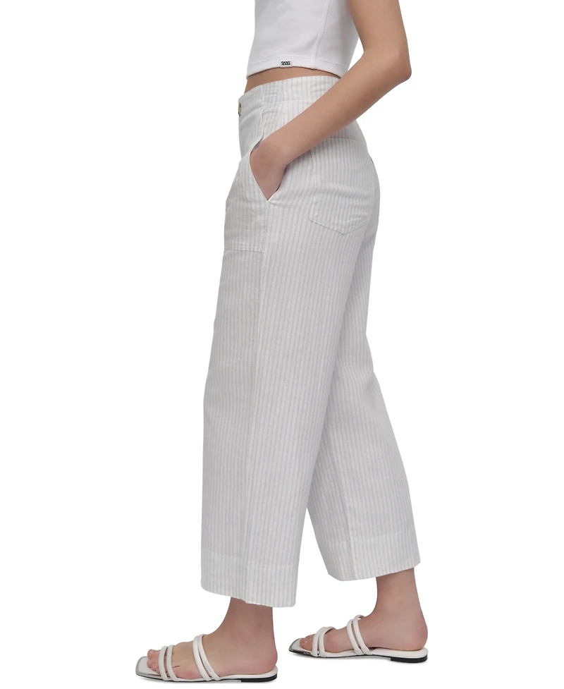 Dkny Jeans Women's Cropped Wide-Leg Linen Pants