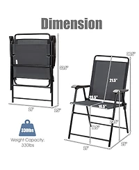 Gymax Set of 4 Folding Patio Chair Portable Sling Chair Yard Garden Outdoor