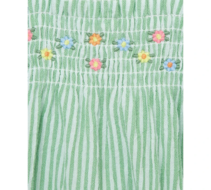 Little Me Baby Girls Cotton Striped Floral Bubble Romper & Headband, 2 Piece Set