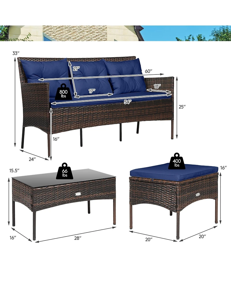 Slickblue Modular 3-Piece Patio Sectional Sofa Set with Thick Cushions – Ideal for Backyard or Porch Lounging