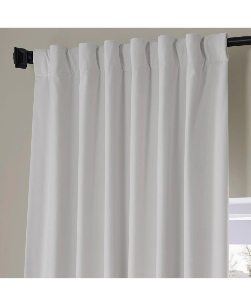 Half Price Drapes Misty White Signature Plush Velvet Hotel Blackout Curtain