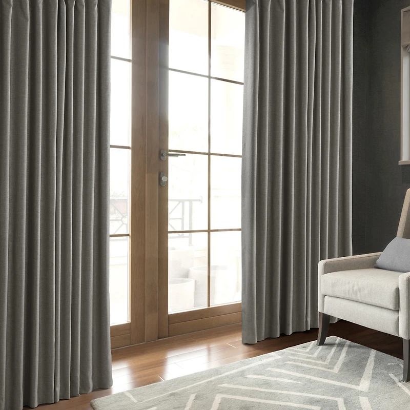 Half Price Drapes Destination Slate Faux Linen Hotel Blackout Curtain