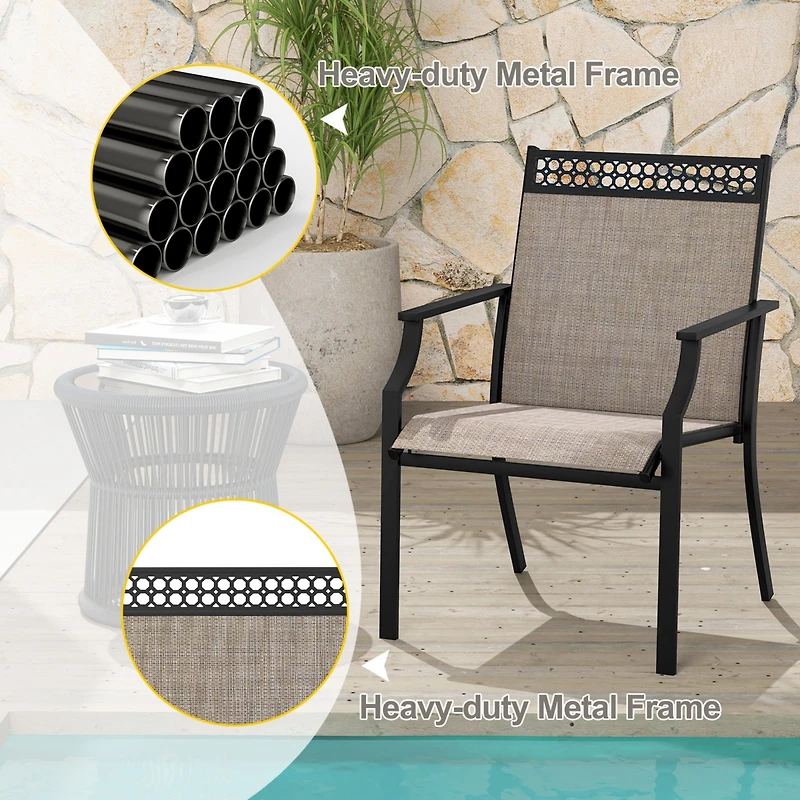 Gymax Patio Dining Chairs Set of 4 All Weather Outdoor Chairs w/ High Back & Armrests