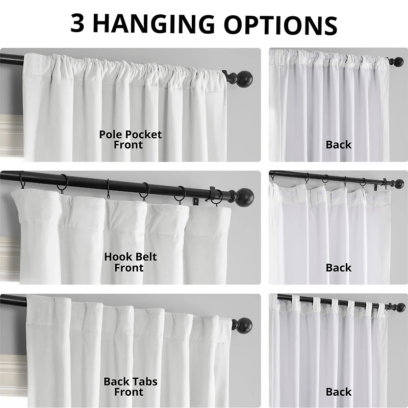 Half Price Drapes Primary White Signature Velvet Blackout Curtain