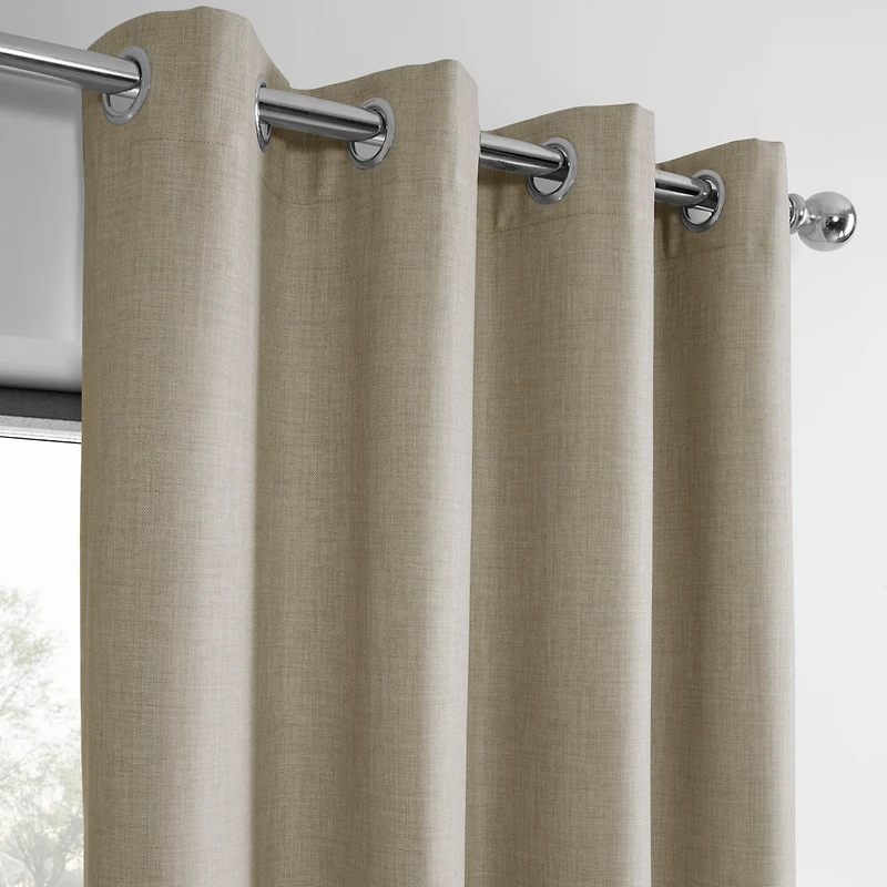 Half Price Drapes Light Beige Grommet Performance Linen Hotel Blackout Curtain