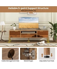 Costway Mirrored Tv Stand for Tv up to 65" Modern Tv Console Table with Spacious Tabletop