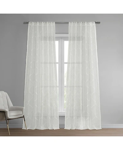 Half Price Drapes Florentina White Embroidered Geometric Sheer Curtain