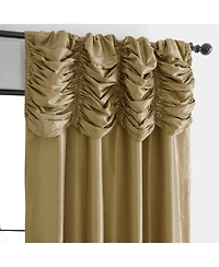 Half Price Drapes Flax Gold Ruched Vintage Textured Faux Dupioni Silk Curtain